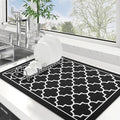 WISELIFE Dish Drying Mat Super Absorbent Drying Mat Large Dish Drying Mats for Kitchen Counter Easy Clean Dish Mat Kitchen Drying Mat16"x 24" Stylish Black