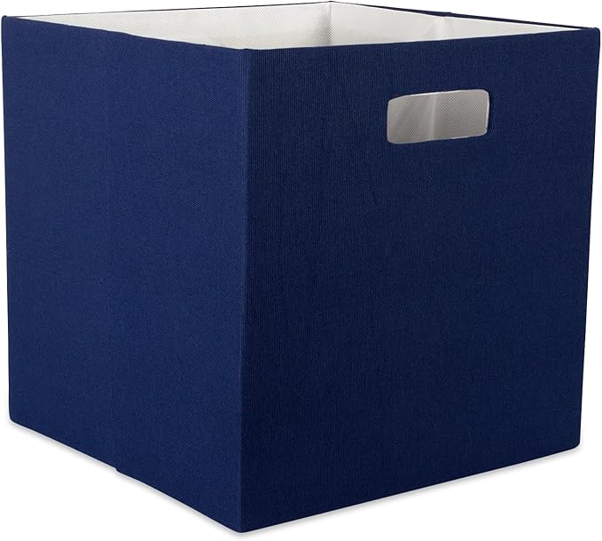 DII Poly-Cube Storage Collection Hard Sided, Collapsible Solid, Large, Nautical Blue