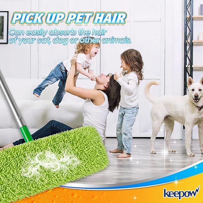 KEEPOW XL Dry Sweeping/Wet Mopping Cloths for Swiffer XL Sweeper, Reusable & Washable Microfiber Mop Pad Refills for Surface/Hardwood Floor Cleaning, 6 Pack