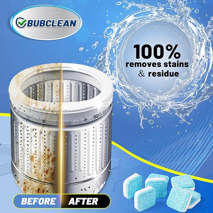 24 pack Washing Machine Cleaner Descaler, Deep Cleaning Tablets for Front Loader, Top Load & HE Washer, Septic Safe Odor & Water Buildup Removal, Clean Drum & Laundry Tub Seal
