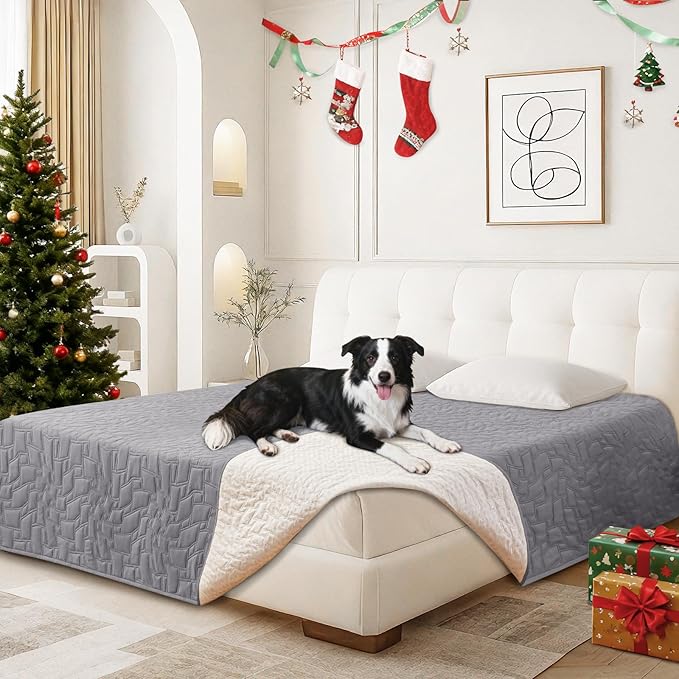 Waterproof Couch Covers for Pets, Waterproof Dog Bed Cover, Anti-Slip Soft Dog Blankets, Couch Cover for Dogs Washable, Pet Blanket for Puppy Large Dogs Cat (30x53 Inch, Light Grey)