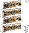 Peohud 4 Pack Acrylic Spice Rack Wall Mount, 15 Inch Clear Acrylic Floating Shelves, Hanging Perfume Organizer Display Rack for Nail Polish, Sunglasses, Figurine, Seasoning, Condiment, Kitchen, Pantry