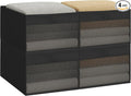 STORAGE MANIAC 4 Pack Storage Bins with Clear Window, Storage Boxes for Shelves, Sturdy Foldable Closet Organization Fabric Shelf Basket for Toy, Towel, Book, Jeans, Offices, Dorm, Wardrobe, Black