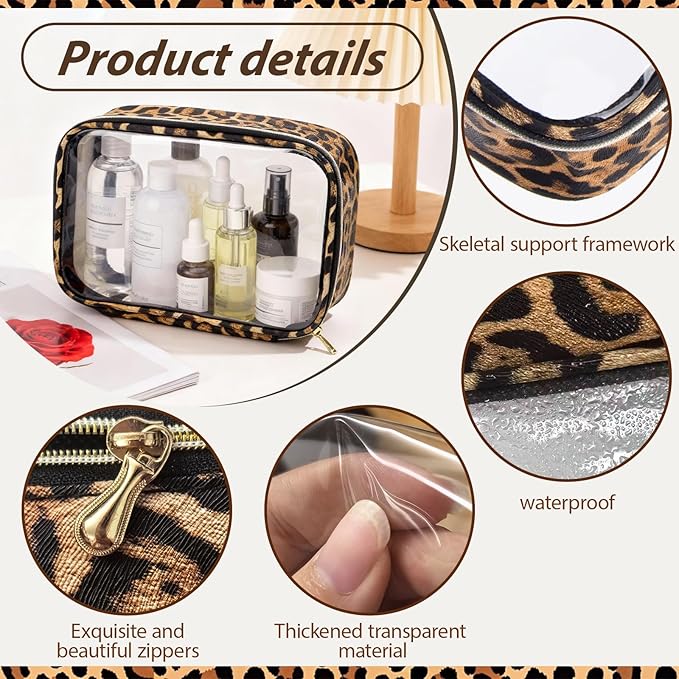 Clear TSA Approved Toiletry Bag - 3 Pack Travel Cosmetic Bag with Makeup Brush Portable Travel Essential Organizer for Women Transparent Waterproof Cosmetic Storage Case Carry-on Airline Compliant