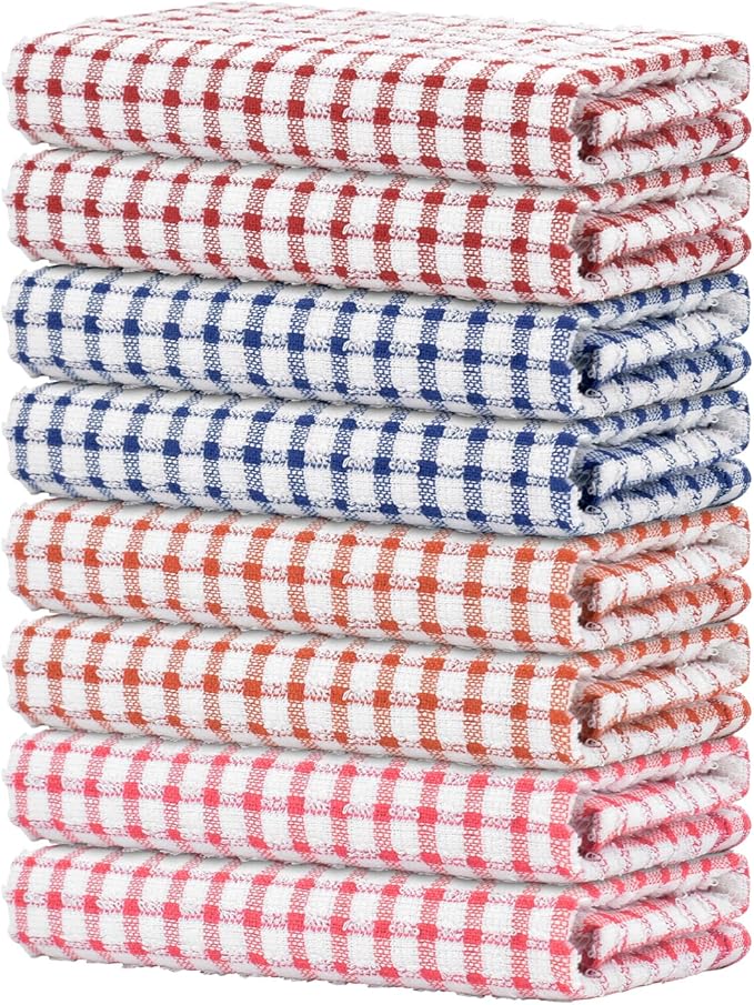 Nialnant 8 Pack Kitchen Towels, Dish Towels for Kitchen, 100% Cotton Dish Cloths for Washing Dishes, Quick Drying Reusable Cleaning Rag - 25 x 16 in