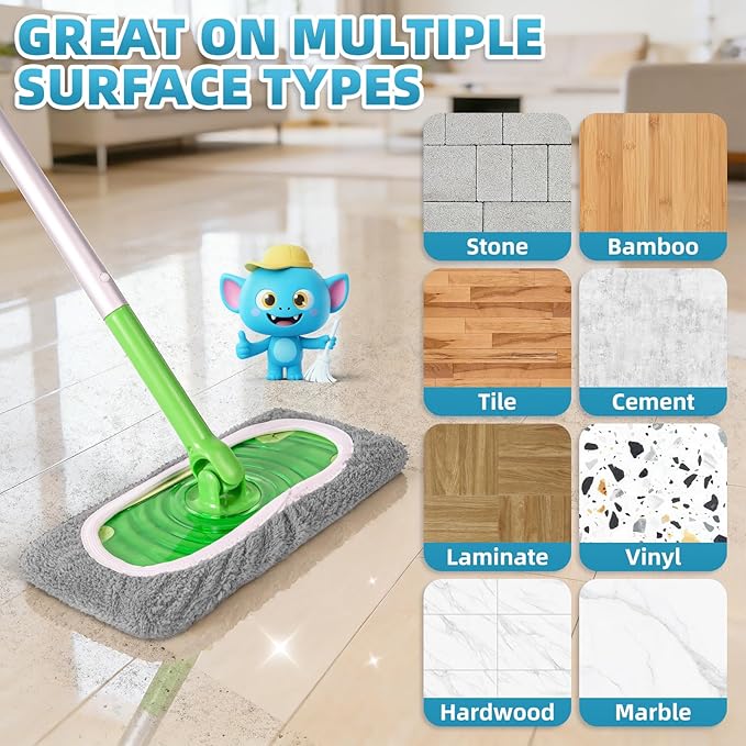 6 Pack Reusable Mop Pads Compatible with Swiffer Sweeper Mop, Washable Wet Pads Refill, Dry Sweeping Cloths, Microfiber Pads for Mopping Floors (Gray, White)