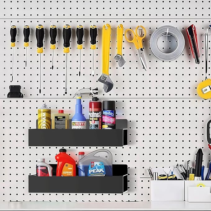 Magnetic Spice Rack Organizer for Fridge Seasoning Organizer for Kitchen storage with Screw Magnetic Shelf with Hook for Refrigerator and Oven (6pack-Black)