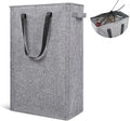 Odonata Slim Laundry Hamper Handles Collapsible Laundry Basket Thin Dirty Clothes Basket Narrow Laundry Bag Foldable Dirty Hamper 45L (Heather Grey)