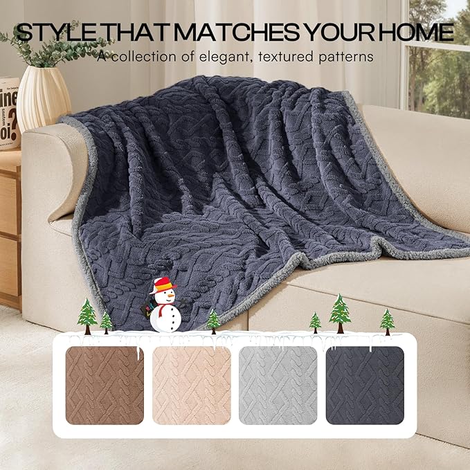 Luciphia Waterproof Pet Blanket, Liquid Pee Proof Dog Blankets for Sofa Bed Couch, Reversible Sherpa Fleece Furniture Protector Cover for Small Medium Large Dogs Cats,Dark Grey Small（40" x 28"）