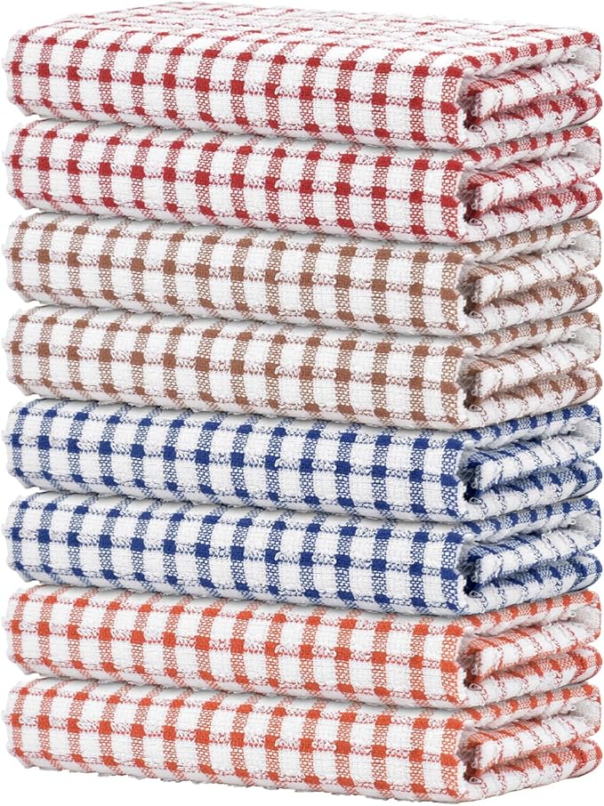 Nialnant 8 Pack Kitchen Towels, Dish Towels for Kitchen, 100% Cotton Dish Cloths for Washing Dishes, Quick Drying Reusable Cleaning Rag - 25 x 16 in