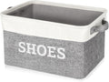 Lukeline Fabric Shoe Basket for Entryway, Hallway or Mudroom - Flodable Space-Saving Storage Bin for Closet, Decorative Home Decor (Large)