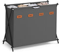 SONGMICS Laundry Hamper, Laundry Basket, 40.9 Gal. Laundry Sorter 4 Sections, Collapsible X-Frame, Clothes Organizer with Customizable Labels, Laundry Room, Bedroom, Bathroom, Slate Gray ULCB140G01