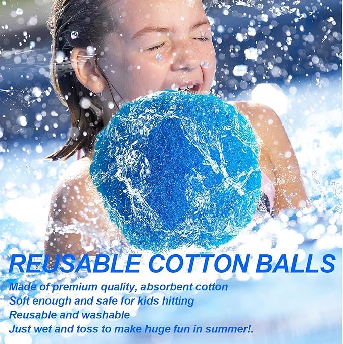 Water Balls Quick Fill Water for Pools, Fighting, Water Companions, Water Balloons for Outdoor Family, Friends, Backyard Summer Splash Party Gift (60pcs - Reusable Sponge Water Balls)