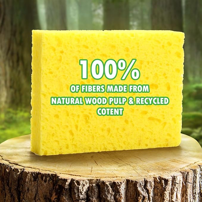 Compressed Natural Cellulose Sponges 24 Pack Regular Size Multicolor Soft Reusable Non-Scratch Long-Lasting Basics Dish Washing Sponges for Kitchen Cookware and Bathroom, DIY Cuts-Out for Fun