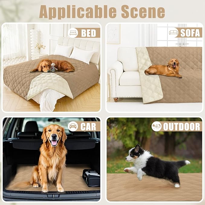 Smiry Waterproof Dog Bed Cover Blanket 40x70, Soft Reversible Pet Blanket, Washable Leakproof Cats Dogs Couch Cover for Sofa, Couch, Furniture, Lattice, Camel/Beige