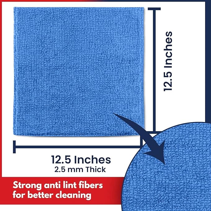 USANOOKS Premium 300GSM Microfiber Cleaning Cloth - 12.5"x12.5" High Performance - 1200 Washes, Ultra Absorbent Microfiber Towels for Cars Undercarriage, Rims & Engine Bay Cleaning - Microfiber Cloth
