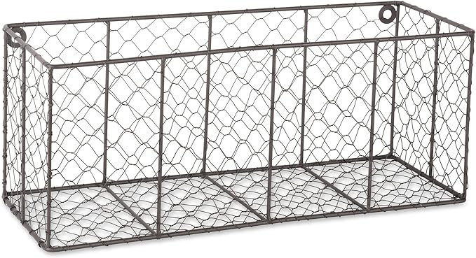 DII Chicken Wire Collection Farmhouse Vintage Wall Baskets, Medium Basket, Vintage Grey