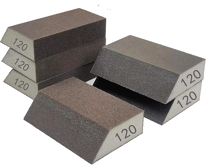 6 Pack Sanding Sponge, 120 Grit Sanding Blocks Assortment,Washable and Reusable for Wood Drywall Metal Home (120 Grit)