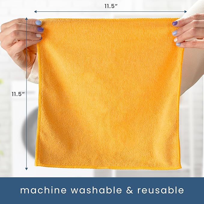 S&T INC. 12 Pack Microfiber Cleaning Cloth, Bulk Towels for Home, Reusable Microfiber Towels for Cars, Cleaning Rags, Assorted, 11.5 Inches x 11.5 Inches, 12 Count