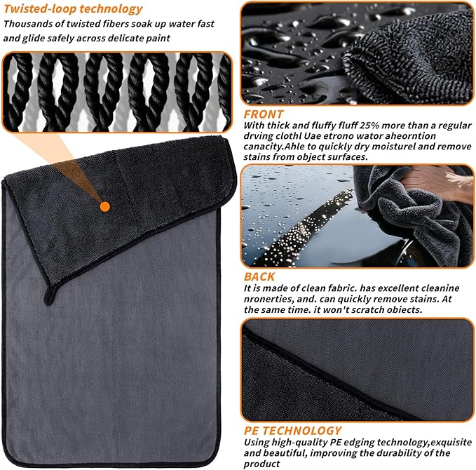 8 PCS Microfiber Towels for Cars 36x24 Inch Microfiber Cleaning Cloths Bulk Soft Car Detailng Towel Cloths 600 GSM Detailing Buffing Quick Drying Towel Polishing Waxing Auto Detailing Towel Cloth
