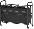 Tajsoon 4 Bag Laundry Sorter Cart, 4 Section Laundry Hamper Sorter with Heavy Duty Lockable Rolling Wheels, Laundry Separator Hamper with Removable Bags for Dirty Clothes Storage, Black