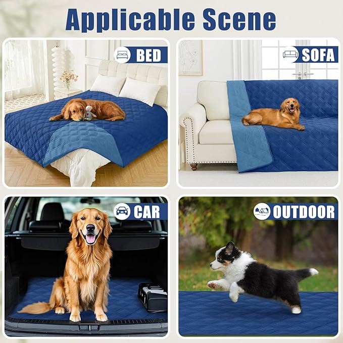 Smiry Waterproof Dog Bed Cover Blanket 30x53, Soft Reversible Pet Blanket, Washable Leakproof Cats Dogs Couch Cover for Sofa, Couch, Furniture, Lattice, Navy/Blue