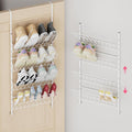 SWTYMIKI Over the Door Shoe Organizer - Adjustable 4 Tier Hanging Shoe Rack Organizer, Metal Heavy Duty Behind Door Storage or Wall Mount Shoes Shelf for Flats, Heels, Sneakers, Boots