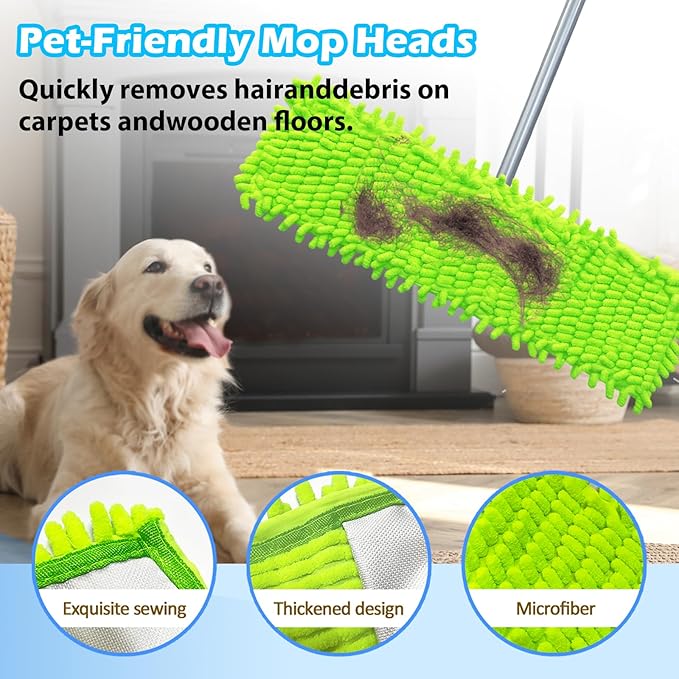 4PCS 16'' Microfiber Dust Mop Pads Compatible with Leifheit 55210,Reusable Mop Refills,Replacent Wet Mopping Pad & Washable Dry Sweeping Cloths for Hardwood Floor/Tile/Marble Cleaning