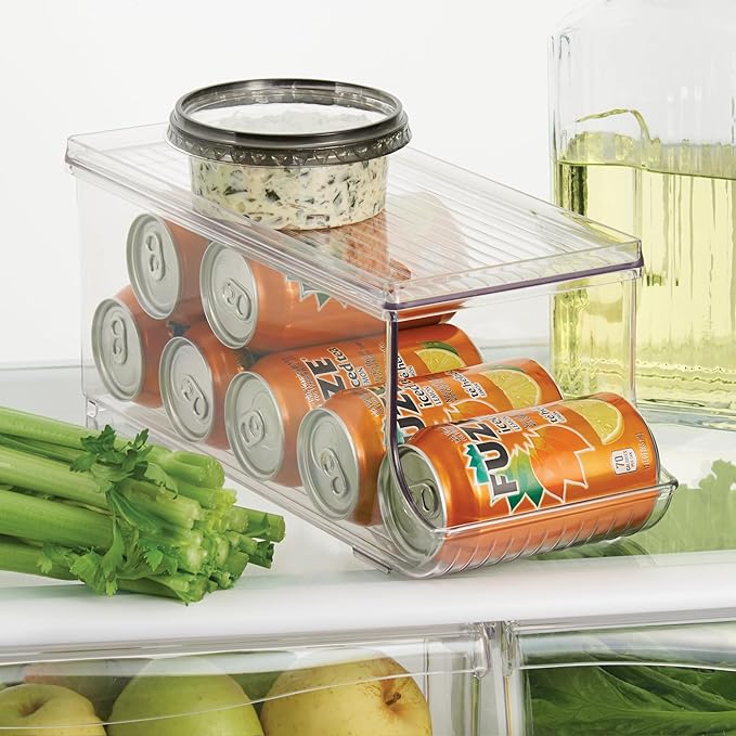 iDesign Soda Can Organizer with Lid for Pantry or Refrigerator - Set of 4 - Clear