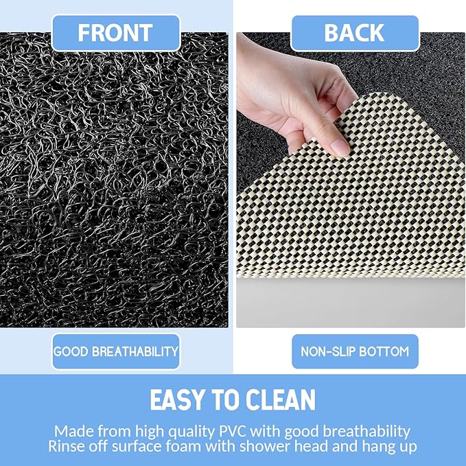 Hargiis Non-Slip Bathtub Mat, Anti Slip Shower Mat, Fast Drying Bathtub Mats, Foot Scrubber Mat, Anti Slip Mat for Tub, Floor, Bathroom, Kitchen, Home, Hotel (Black 40"×28")