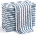 Homaxy 12 Pack Kitchen Dish Cloths, Ultra Soft and Absorbent Dish Towels, Reusable Fast Drying Microfiber Cleaning Cloth, Coral Velvet Wave Design No-lint, 10 x 10 inches, Dusty Blue