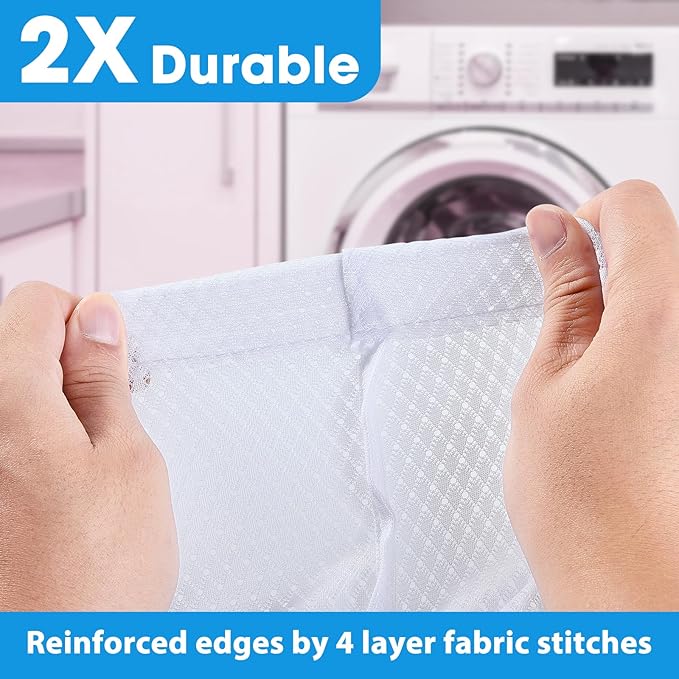 2Pack XL Heavy Duty Mesh Laundry Bags, Machine Washable Large Dirty Clothes Organizer with Drawstring, Fits Laundry Baskets or Hampers Essentials for Dorm, College, Travel, Camp, Sport - 24" x 36"