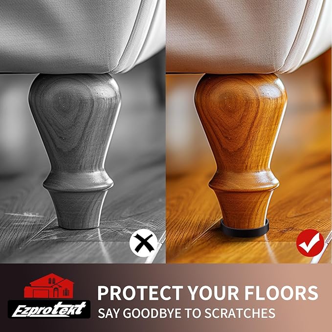 Ezprotekt Non Slip Furniture Pads, 8 Pcs 3" Rubber Caster Cups, Anti Skid Furniture Coasters for Hardwood Floors, No Slide Furniture Gripper, Floor Protector for Bed Couch Furniture Stoppers (Brown)
