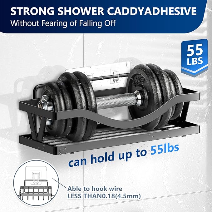 HOREAKHJ Shower Caddy Adhesive Replacement Hooks, Strong Waterproof Strips, No Drilling for Bathroom Shelves, Kitchen Racks, and Soap Holders (Transparent-8Pack 2Hook)