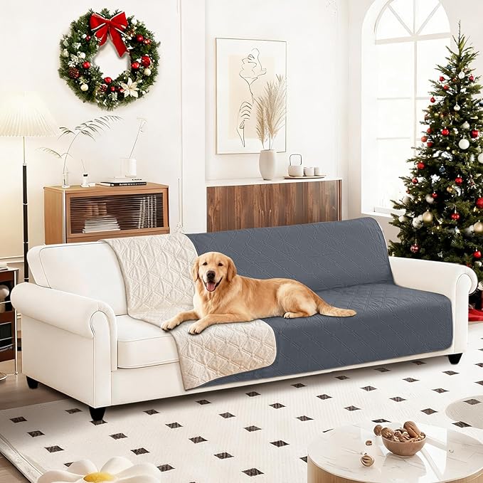 Waterproof Dog Bed Cover, Non-Slip Dog Blanket for Couch, Couch Covers for Dogs Washable, Pet Blanket for Furniture, Pet Bed Mat for Sofa, Car, Pet Supplies (68x82 Inch, Dark Grey)
