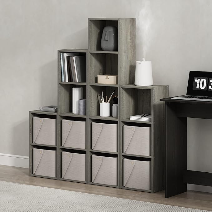 Furinno PASIR Book Shelf, 5-Tier Modern Bookshelf, Open Shelves Bookcase 9 x 12 x 52, for Living Room, Bedroom, Home Office, French Oak