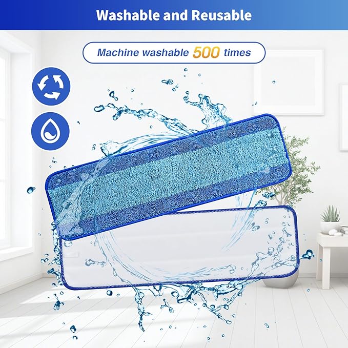 15-Pack Microfiber Mop Pads for Bona - Washable Reusable Refills for Hardwood, Tile & Multi-Surface Floors | Pet Hair & Stain Remover
