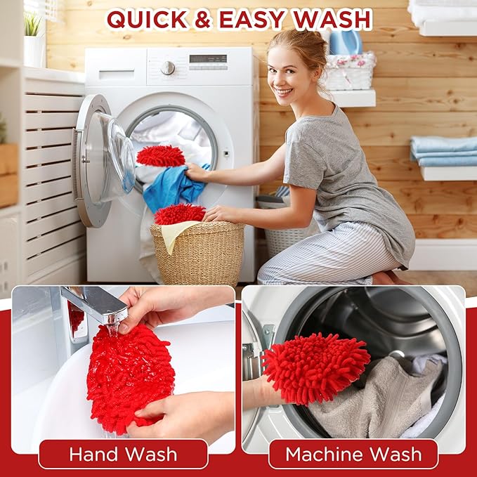 Baderke 6 Pack Chenille Mop Heads Replacements Compatible with 1 Tank System Chenille Duster Replacement Heads Microfiber Spin Mop Refill Pads Reusable Dust Refills for Floor Cleaning (Red)