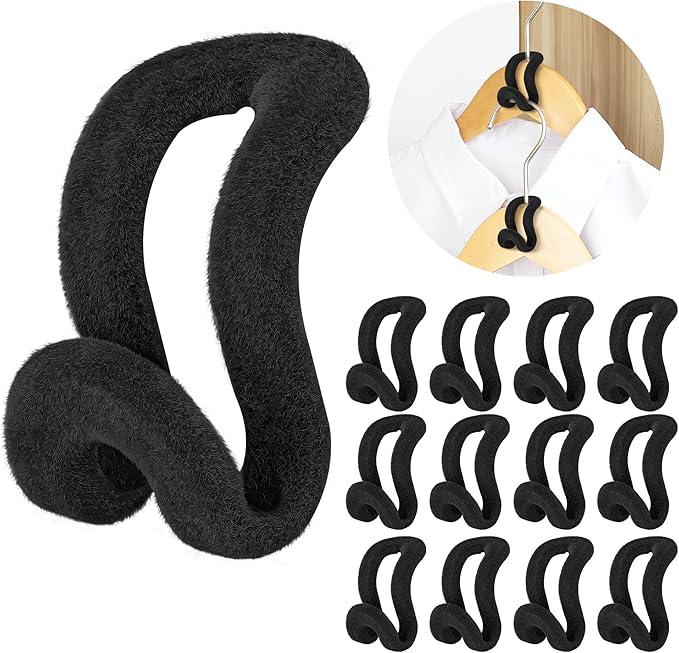 Clothes Hanger Connector Hooks, 60 Pcs Heavy Duty Velvet Clothes Hangers with Cascading Hook, Space Saver Mini Cascading Hangers for Clothes, Closet(Black)