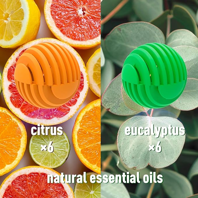 Shoe Deodorizer Balls, Sneaker Odor Eliminator, Long-Lasting Air Freshener for Cloest Car Lockers Drawer Gym Bags, 12 Pack- Eucalyptus Citrus Scent