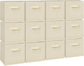 Easi 11 inch Cube Storage Bins, 12 Storage Cube Organizer, Collapsible Fabric storage cubes with Handles, Closet Storage Basket For Organization, Shelf Basket For Shelves Clothes Books, Beige