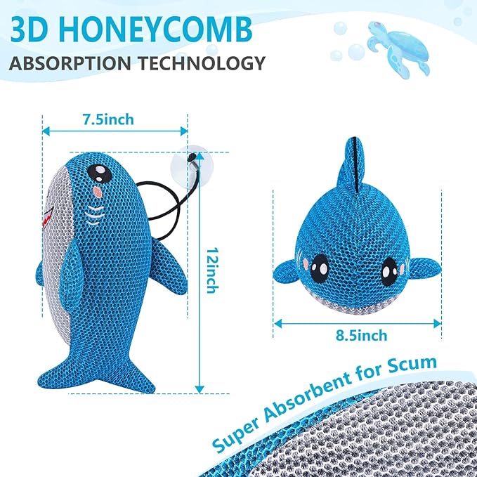 Hot Tub Scum Absorber Shark, 2PCS Reusable Hot Tub Oil Absorbing Floating Sponges for Spa/Pool, Hot Tub Scum Sponge Accessories to Soak Up Oils & Keep Water Clean