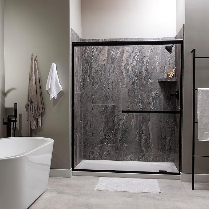 Palisade Vinyl Waterproof Corner Shower Shelf in Spanish Marble