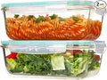 Vtopmart 2Pack 1860ml/63oz Large Glass Containers Food Storage with Lids, Meal Prep Food Container Set with Snap Airtight Lid for Baking, Microwave, Oven, Leak Proof, for Freezer, Dishwasher, Green