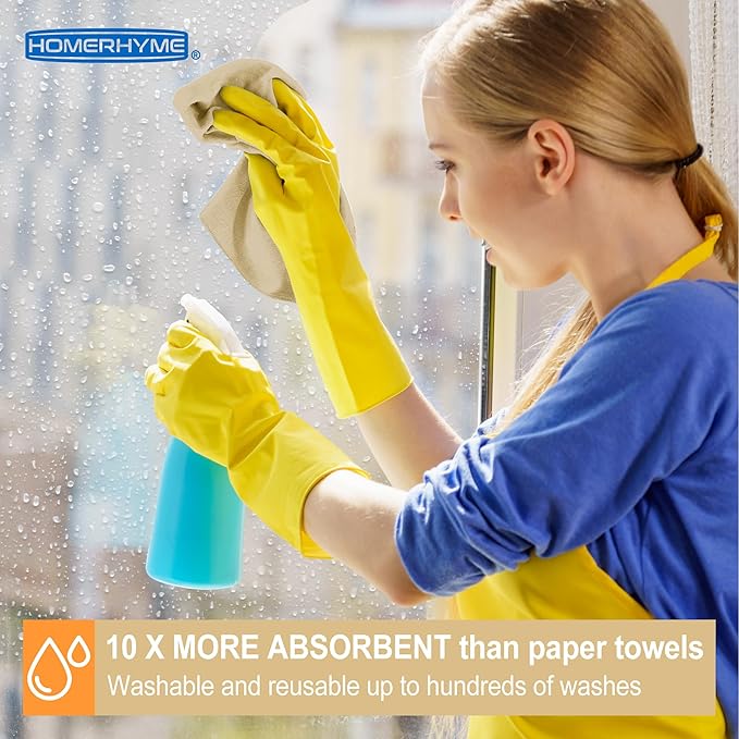 HOMERHYME Microfiber Cleaning Cloth, 12 Pack Biege Cleaning Rags,12" X 11" Lint Free Dish Towels Wash Cloths, Reusable Microfiber Towels for Home and Kitchen Bathroom Apartment Cleaning Supplies