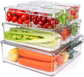 10 Pack Refrigerator Pantry Organizer Bins, Stackable Fridge Organizer Bins with Lids, Clear Plastic Food Storage Bins for Kitchen, Countertops, Cabinets, Fridge, Drinks, Fruits, Vegetable, Cereals