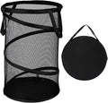BATTOO Collapsible Laundry Basket Foldable Mesh Pop Up Hamper with Handles for Laundry Room, Bathroom, Kids Room, College Dorm, Travel, Storage Organizer Black
