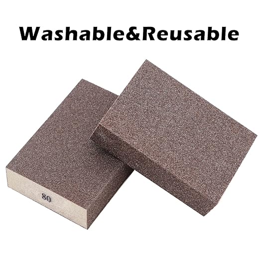6Pcs Sanding Sponge 80 Grit Coarse Blocks for Metal Sanding Wood Sanding Brush Washable&Reusable N-G-001-80