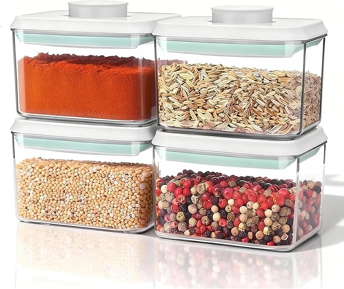 Airtight Food Storage Container Pop Containers With Lids, Bpa Free for Spaghetti Cereal Flour Rice Kitchen Organizer (500ml / 0.5qt *4)