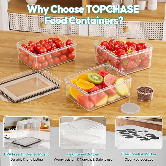 40 PCS Food Storage Containers with Lids Airtight (20 Containers & 20 Lids) - Plastic Food Containers for Kitchen Storage Reusable BPA-Free Leakproof Meal Prep Container with Labels & Pen